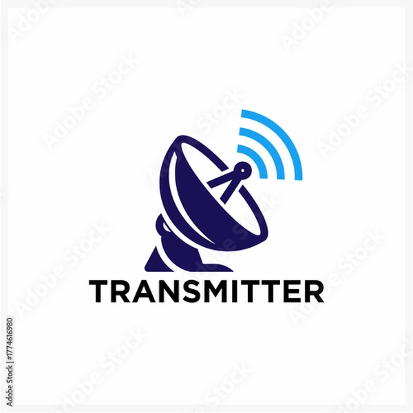 Fototapeta Satellite Dish Transmitter Icon Representing Communication and Signal Transmission