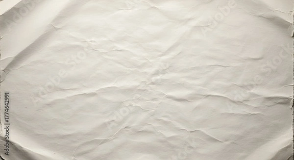 Fototapeta Detailed texture of crumpled white paper with shadows ideal for graphic design