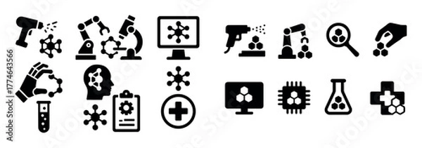 Obraz Nanotechnology Icons Grid
