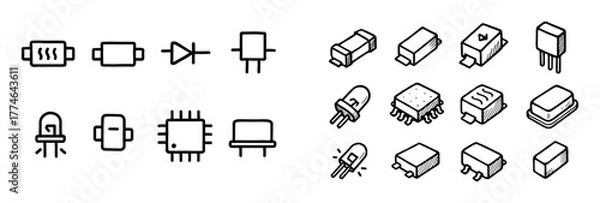 Obraz Electronic Component Icons