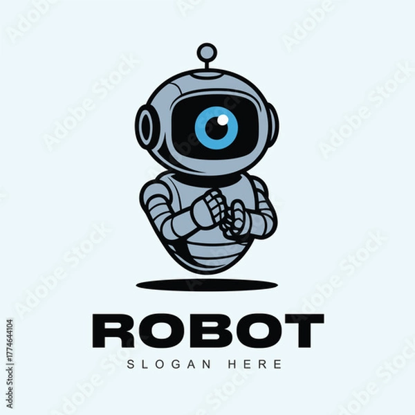 Obraz One-eyed cube robot logo, tech logo, unique logo