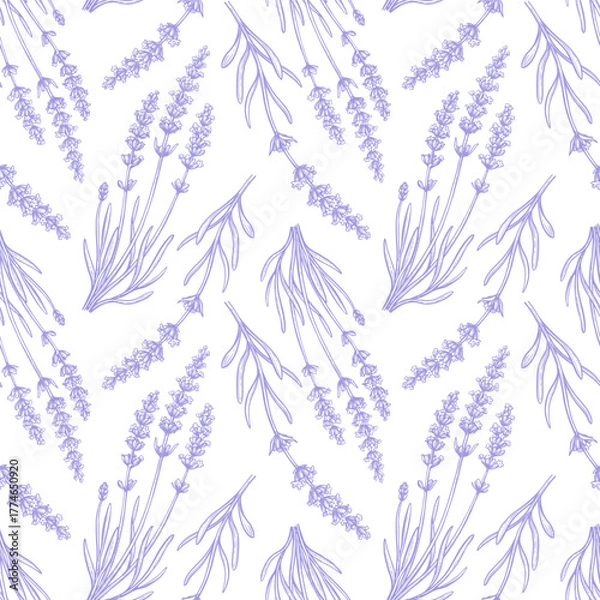 Fototapeta Lavender seamless pattern.