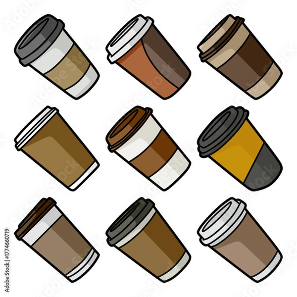 Obraz collection of takeaway coffee cups with various colors