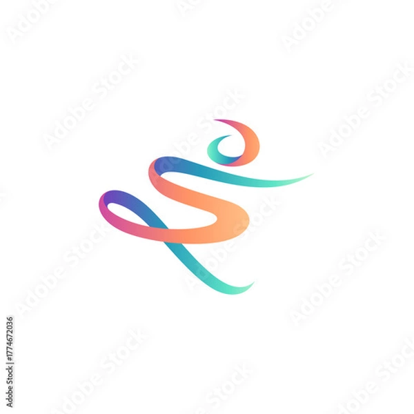 Obraz Running person logo design. Running or marathon sport vector icon