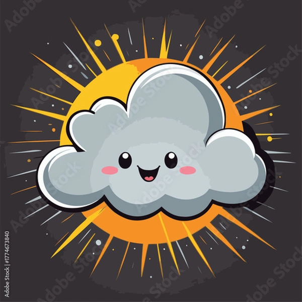 Fototapeta cute cartoon cloud vector image