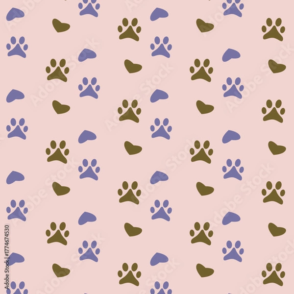 Obraz seamless paw pattern  with background 