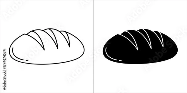 Fototapeta Loaf of bread vector illustration in black and white