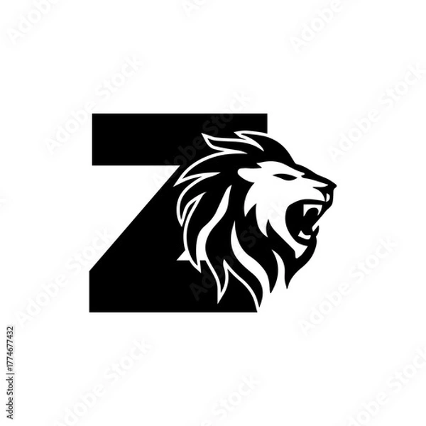 Obraz Letter Z with Roaring Lion Logo, vector