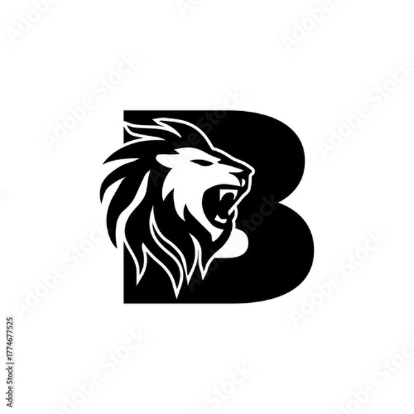 Obraz Letter B with Roaring Lion Logo, vector
