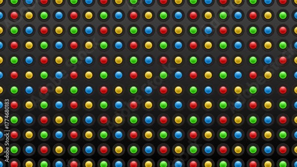 Obraz 黒背景とカラフルなボタンの配列