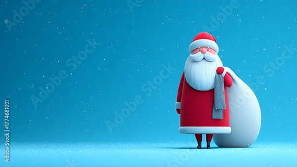 Obraz santa claus holding bag of presents