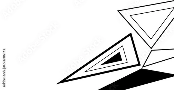 Obraz Modern Black Geometric Triangle Background with Copy Space. Abstract Business Wallpaper. Minimalist Banner. Vector Illustration