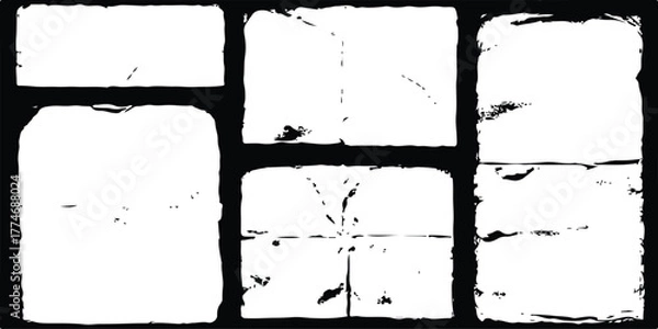 Fototapeta  grunge frame peper Seamless black and white square pattern with grunge texture creates an abstract design