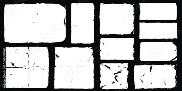 Fototapeta  grunge frame peper Seamless black and white square pattern with grunge texture creates an abstract design