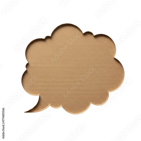 Obraz Isolated tan speech bubble with a scalloped edge on a plain setting on transparent background