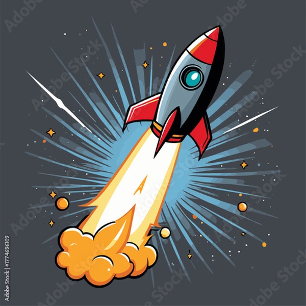 Fototapeta cute cartoon rocket vector image