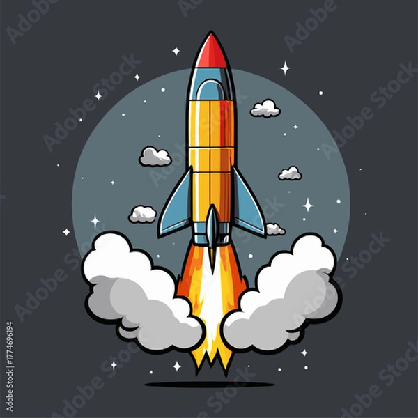 Fototapeta cute cartoon rocket vector image