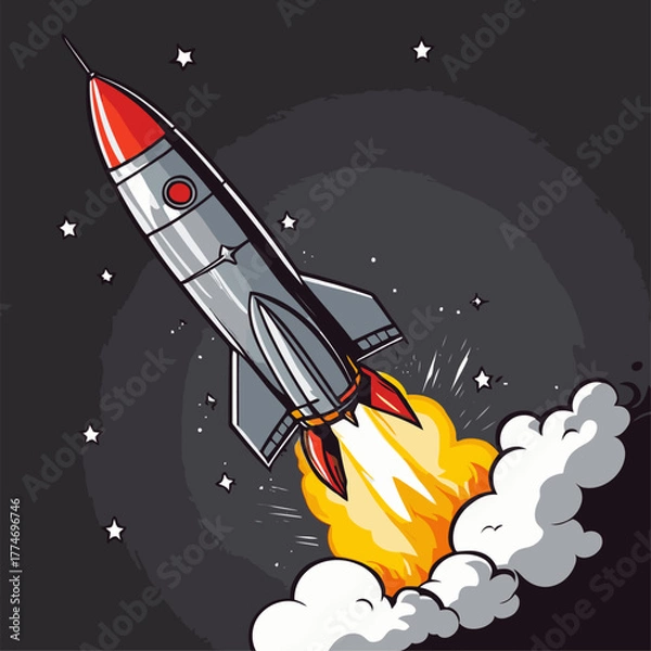 Fototapeta cute cartoon rocket vector image