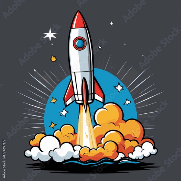 Fototapeta cute cartoon rocket vector image