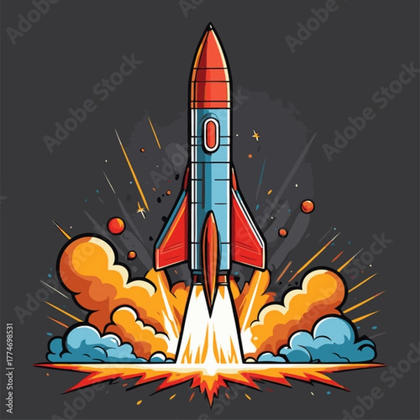 Fototapeta cute cartoon rocket vector image