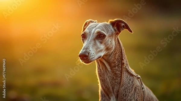Fototapeta Elegant Greyhound in Golden Light