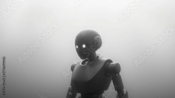 Fototapeta Futuristic Robot in the Mist