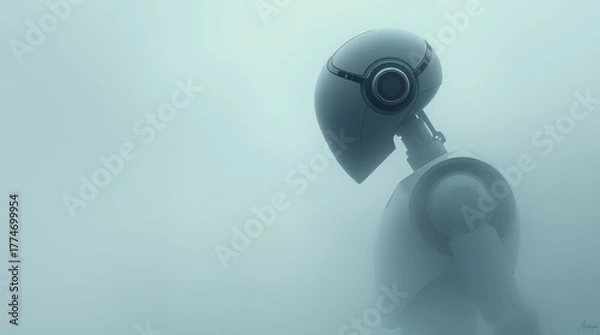 Fototapeta Futuristic Robot in the Mist