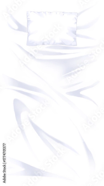 Obraz 白いシーツと枕の背景素材　ベッド　布　シワ