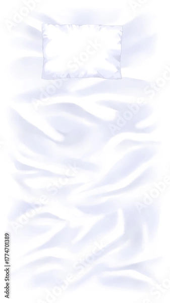 Obraz 白いシーツと枕の背景素材　ベッド　布　シワ