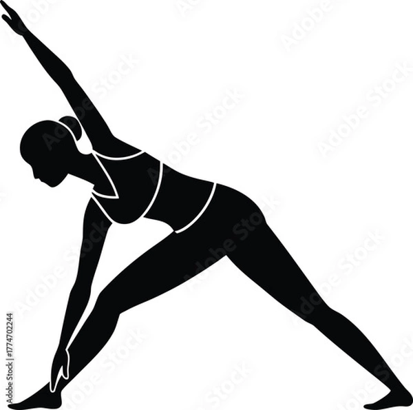 Obraz Silhouette of woman in yoga triangle pose exercise