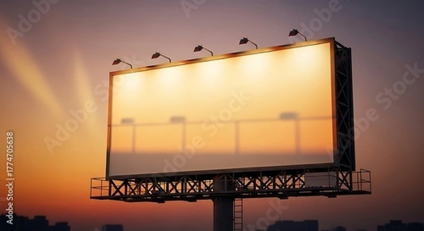 Obraz Stunning billboard blank canvas under vibrant sunset sky, perfect for advertising campaigns and marketing strategies in urban landscapes at dusk