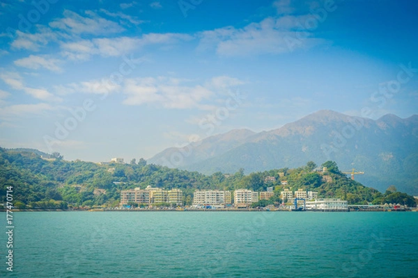 Obraz Beautiful view of mui wo town in the horizon at rural town, located in hong kong lantau island