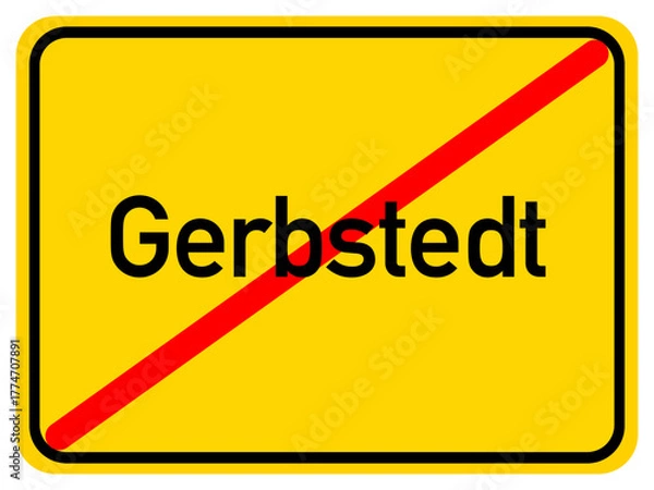Obraz Illustration of a city exit sign for the city of Gerbstedt