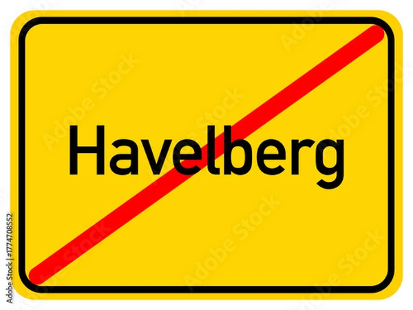 Obraz Illustration of a city exit sign for the city of Havelberg