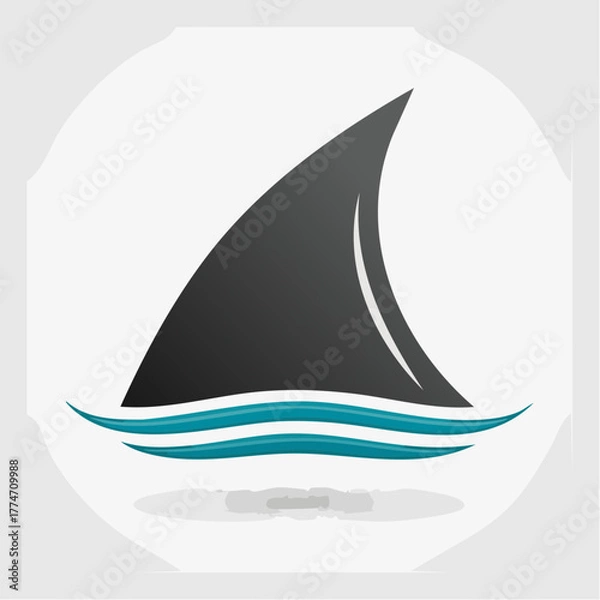 Obraz Shark fin symbol in water vector illustration design concept isolated