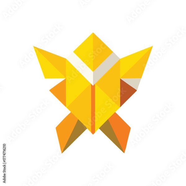 Obraz Geometric golden star emblem with layered design and bright highlights
