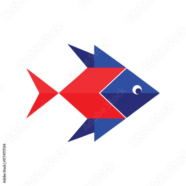 Obraz A geometric and colorful fish illustration with a distinct modern style
