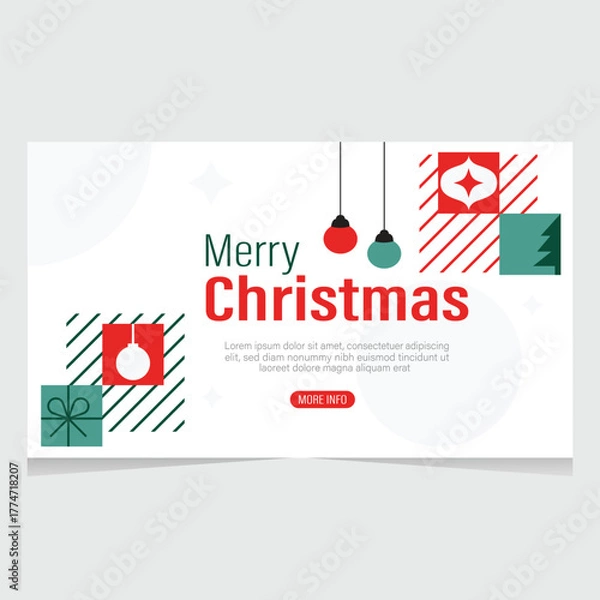 Obraz Merry Christmas Landing Page Template Vector Design.