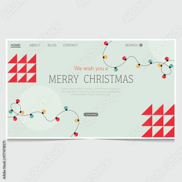 Fototapeta Merry Christmas Landing Page Template Vector Design.