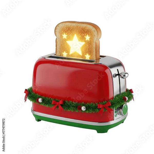 Fototapeta Festive toaster with star toast for christmas morning on transparent background