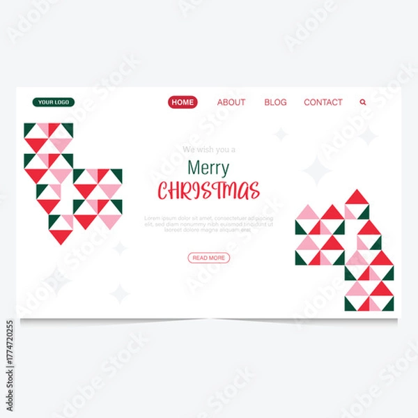 Fototapeta Merry Christmas Landing Page Template Vector Design.