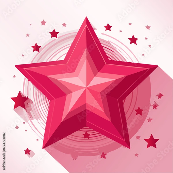 Obraz Vector illustration of a large red star with smaller star elements