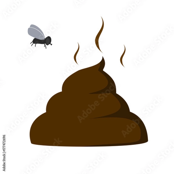 Fototapeta vector illustration of a poop with a fly over it