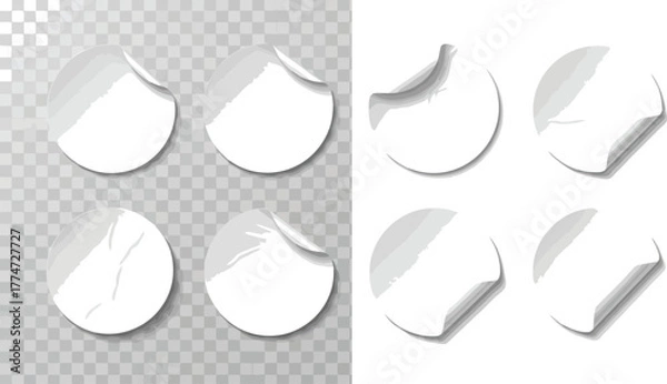 Obraz Blank white stickers mockup peel off labels