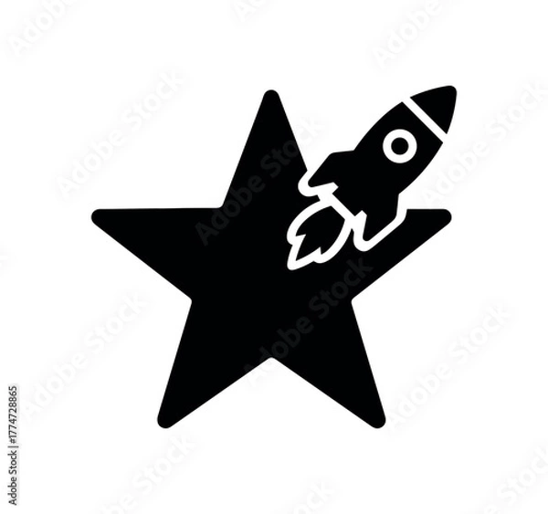 Fototapeta start flat black solid vector illustration isolated on white background