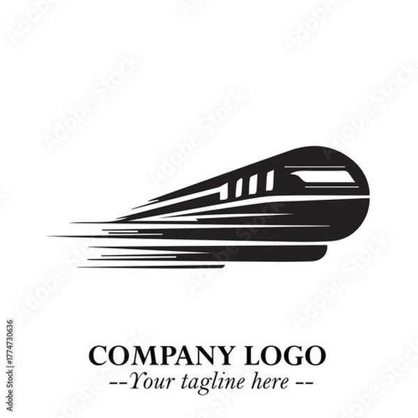 Fototapeta Train Moving Fast Logo Symbol in Black on the White Background with Modern Transport Design