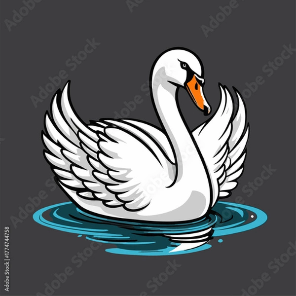 Fototapeta graceful swan cartoon vector image