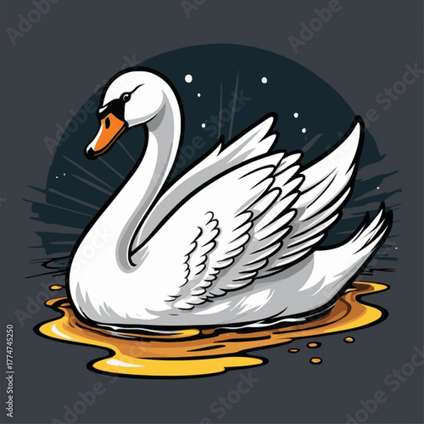 Fototapeta graceful swan cartoon vector image