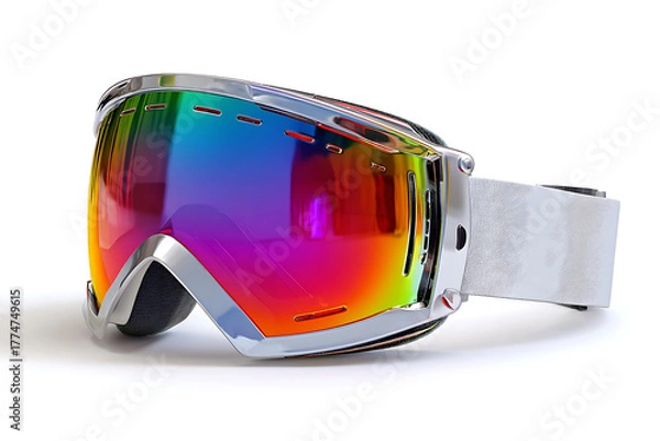 Fototapeta Stylish ski goggles with vibrant lenses for winter sports adventures, offering clear vision and protection on the slopes, perfect for skiing and snowboarding