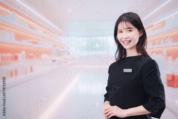 Obraz コスメストアで接客をする若い女性店員